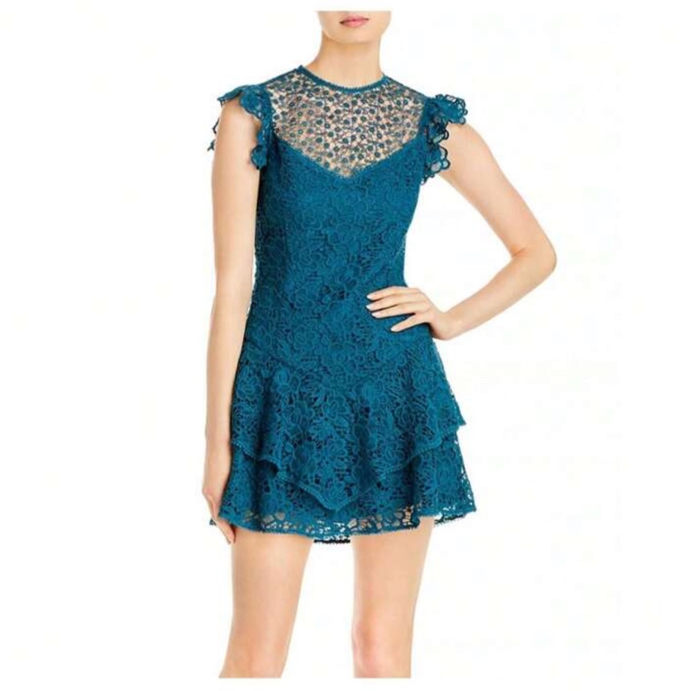LINI JUNIORS MONICA LACE RUFFLE MINI DRESS